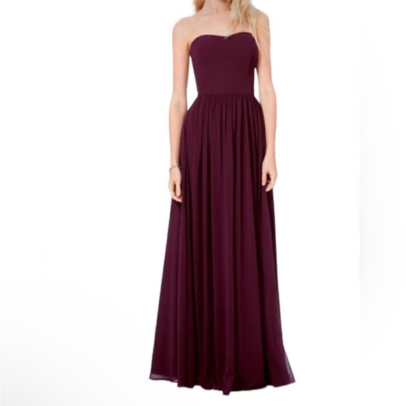 D’Zage Dresses & Skirts - D'ZAGE Bridesmaid Strapless Wine Burgundy Prom Bridal Homecoming Dress Women’s L
